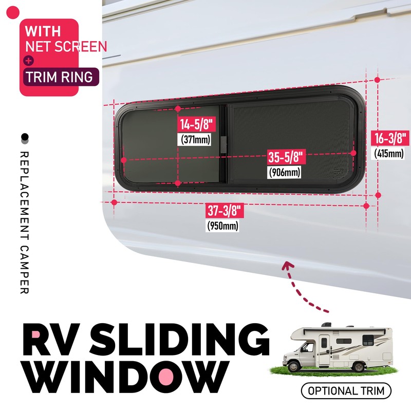 Wutist Universal 36" W x 15" H RV Window Horizontal