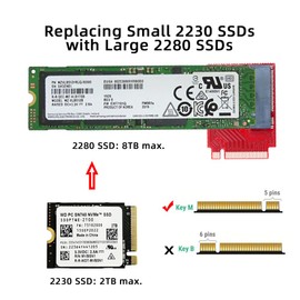 NFHK NVME M-Key 22x30mm to 22x80mm NGFF Extension SSD Upgrade Adapter Compatible with ROG Ally Gaming