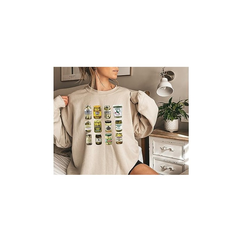 Vintage Canned Pickle Crew Sweatshirt, Women Pickle Jar Sweatshirt Fun