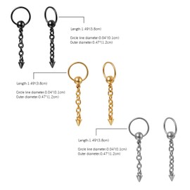 Aroncent 6 Pcs Stainless Steel Spike Chain Huggie Hinged Hoop Earrings Drop Dangle for Men Women