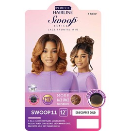 Outre Lace Front Wig - Perfect Hair Line 13X4 - Swoop Series - Swoop 11 (DR2/CINNAMON SPICE)