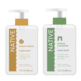 Native Holiday Hand Soap Set, Sugar Cookie and Winter Cashmere Scents, 13 Fl Oz Each, Sulfate-Free, 2-Pack