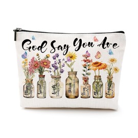 Inspirational Christian Gifts Cosmetic Bag Bible Verse Makeup Bag Motivational Religious Gifts for Women Friends Mom Bestie Birthday Appreciation Gifts Makeup Pouch Mothers Day Christmas Graduation