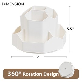 Saikvi Pencil Holder Rotating Pen Organizer 9 Slots 360-Degree Rotation Pencil Pen Organizers for Office Desk, Desktop Storage Pen Organizers Stationery Supplies (White)