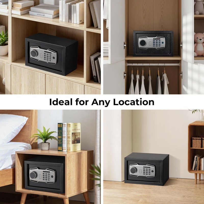 MUNBYN Smart Biometric Fingerprint Safe, 3-Way Access Lock Box with