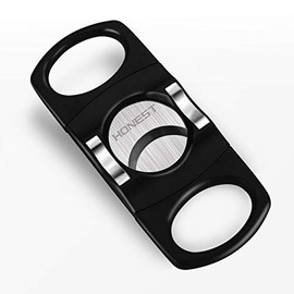 PROMISE Cigar Cutter Guillotine Stainless Steel Double Blade 20mm Cigar Diameter Guillotine Cigar Cutter (Black Silver)