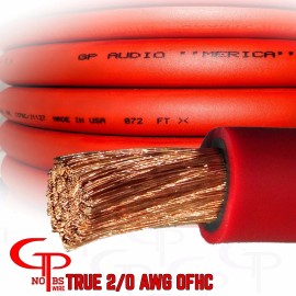 GP Car Audio 10 ft TRUE AWG 2/0 Gauge OFC COPPER Power Wire RED Ground Cable GP Car Audio US