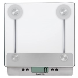 Salter 3003 SSSVDR08 Aquatronic digitale Elektronische Küchenwaage, misst Flüssigkeiten, max 5kg, Edelstahl/Glas Waage, können Sie mehrere Zutaten in derselben Schüssel messen, tare-funktion