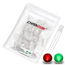 Chanzon 100 pcs 5mm Red & Green Diffused LED Diode Lights Common Anode(Frosted Round Bicolor) Bright Lighting Bulb Lamps Electronics Components Indicator Light Emitting Diodes