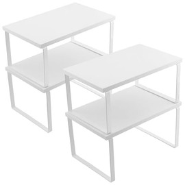 Spice Rack, Set of 4 White Cabinet Organisers, Kitchen, 29.7 x 19.5 cm, Stackable Kitchen Shelf for Kitchen Cabinet