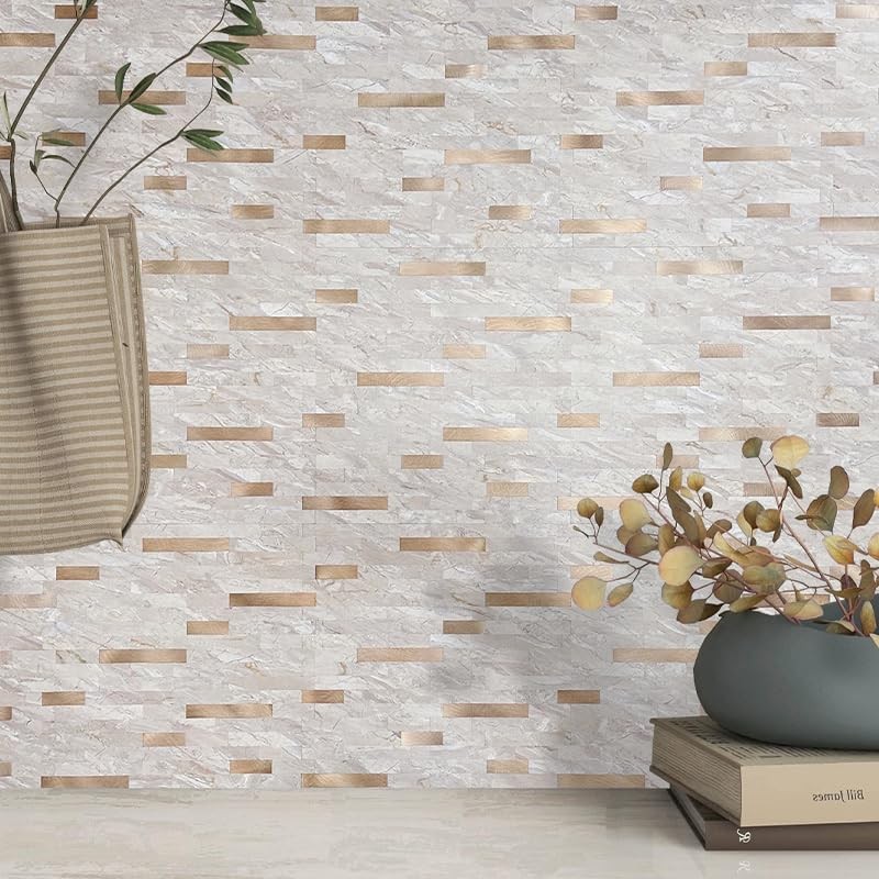 DICOFUN 10 Sheets Marble Look Peel and Stick Backsplash Wall