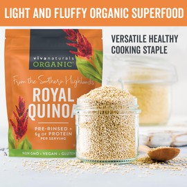 Viva Naturals Organic Quinoa, 4 lb - Plant Based Protein, Fiber and Iron - Pre-Washed Whole Grain Rice and Pasta Substitute for Quinoa Salad - USDA Organic, Gluten Free, Vegan, Non-GMO and Kosher