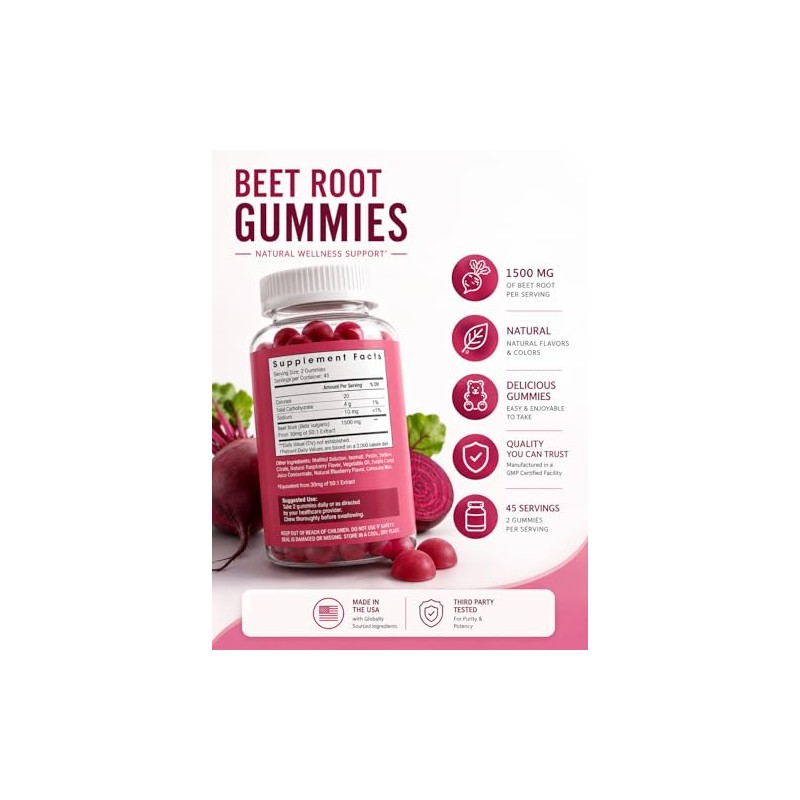 Flamingo Supplements Gomitas De Raíz De Remolacha De Óxido Nítrico