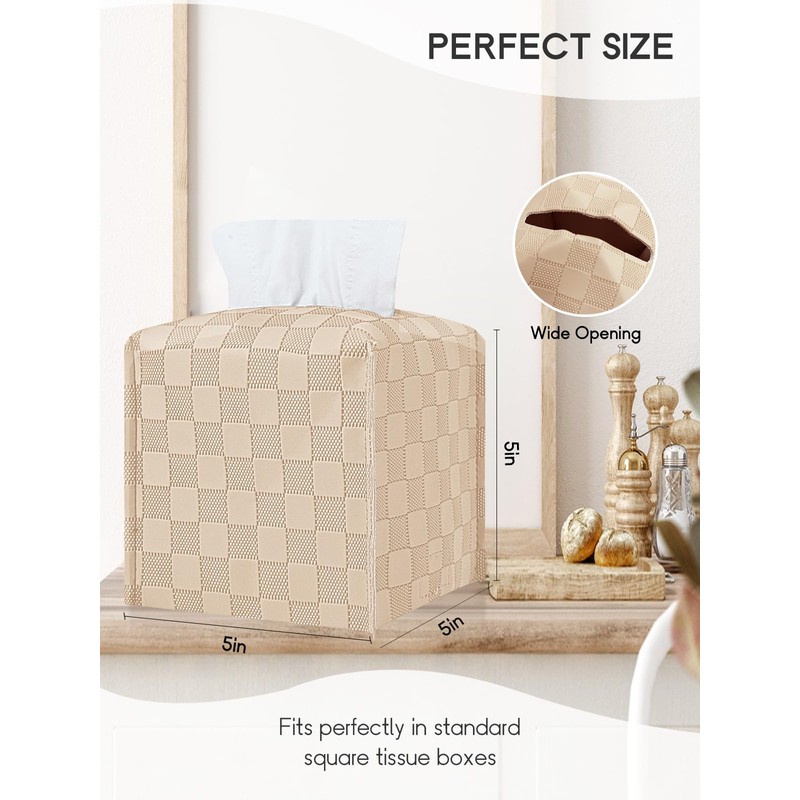 Tissue Box Cover, Square Tissue Box Holder, Leather Tissue Holders