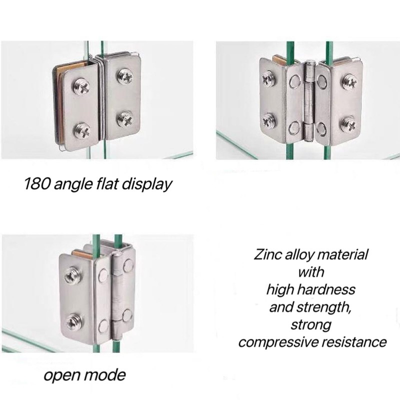 2 Pieces Glass Door Clamp Hinge,Zinc alloy Folding Door Hinge