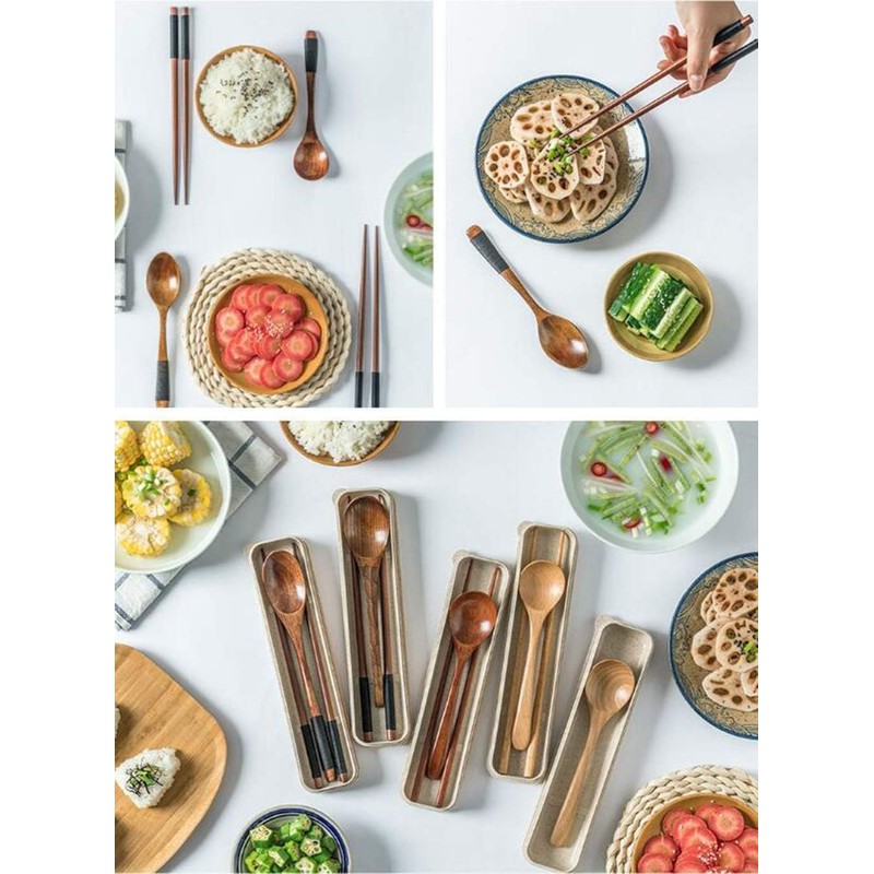 箸 スプーン フォーク セット 木製 カトラリー セット 弁当用箸 収納便利 携帯用カトラリ