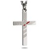 Patriotic Thin Red Line Stainless Steel Flag Cross Necklace for