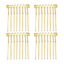 VOCOSTE 4 Pcs No Slip Hair Side Combs Accessories, Metal, Gold Tone, 1.3"
