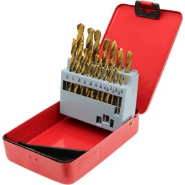 Monster & Master Titanium Plated Drill Bit Set, 21-Piece, High-Speed Steel Gold Drill Bits with 135 Degree Split Point Tip, 1/16" to 3/8", MM-TP-002