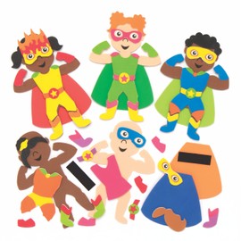 Baker Ross AT895 Star Heroes Mix & Match Fridge Magnets Kits - Pack of 8, Make Your Own Magnets, Ideal for Kids Arts and Crafts Project, Small