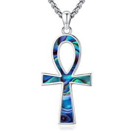 Eusense Eye of Horus Ankh Necklace, 925 Sterling Silver, Ankh Cross Pendant, Ancient Egyptian from Protection Jewellery, Gift for Men and Women, Sterling Silver