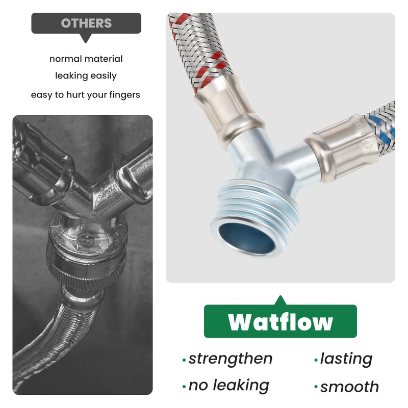 Watflow 3/4"Fittings,1Ft Washing Machine Y Mixer Hose with Octagonal Wrench,