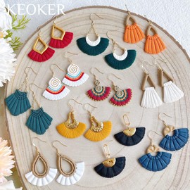 Keoker Macrame Polymer Clay Cutter, Polymer Clay Cutters for Earrings Making, Tassel Clay Cutters, Boho Clay Cutters for Polymer Clay Jewelry, 11 Shapes Polymer Clay Earring Cutters