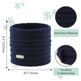 Zsedrut Fleece Warm Kids Scarf Thick Velvet Boys Girls Round Scarves Toddler Kids Winter Neck Warmer (Navy+Black+Dark Gray)