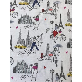 100% Cotton Fabric Sold by The Yard 1 Yard = 36 in. Length (Fashion Girls on White)