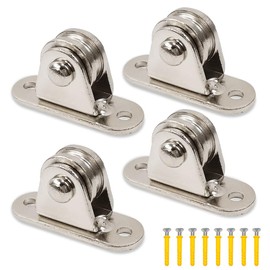 Wzhtuzi Pack of 4 Pulleys for Ropes, Vertical Stainless Steel Cable Pulleys, Pulley with 8 Expansion Screws for Washing Line, Pulley System, Industrial Machines, Roller Gates