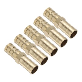 PATIKIL 1/2" Brass Hose Barb Fitting, 5 Pcs Straight Barb Union Fittings Metals Splicer Mender Connector Barbed Adapter Air Hose Repair Kit for Water Oil Fuel Gas