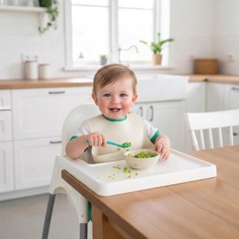 PandaEar Set of 3 Silicone Baby Bibs Waterproof, Soft, Unisex, 10-72 Months (Blue/Sage/Beige)