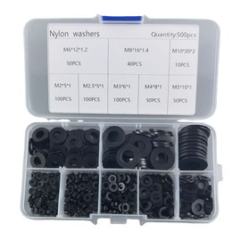 Flat Washers Flat Washers Flat Nylon Spacer Flat Nylon Standoff Washers Insulation O-Ring Rubber Drain Washers Heat Resistant Oil Resistant Waterproof Black M2/M2.5/M3/M4/M5/M6/M8/M10 (500 Pack)