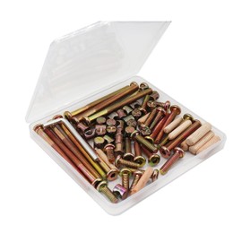 binifiMux Crib Hardware Screws, 70 Pcs M6 Furniture Barrel Nut Bolt Assortment Kit, Hex Socket M6 x 15mm/ 20mm/ 25mm/ 45mm/ 75mm/ 80mm Crib Bolt Barrel Nut and Wood Dowel Pins