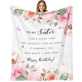 Fesangtao Sister Birthday Gifts - Happy Birthday Gifts for Sister from Sisters/Brothers - Sisters Birthday Gift Ideas Throw Blanket 60" X 50"