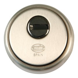 Amig Safety sign for locks with anti-drill plate, model 30, diameter 65 mm, solid outer ring, with screws and bracket, chrome-plated brass, matt