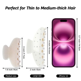 Mevnccola Cute Acetate Hair Claw Clips for Women Girls, 3 Inch Sparkle Medium Hair Clips for Thin & Medium Thick Hair, Durable French Banana clip, Elegant Gift for Birthday, Mother's Day (Beige)