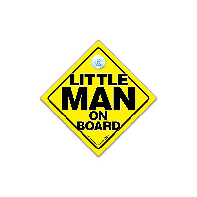 Little MAN On Board Car Sign Suction Cup Car Window