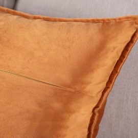 Madizz Pack of 2 Super Soft Velvet Decorative Cushion Covers with Fringe Luxury Style Cushion Case Pillow Shell for Sofa Bedroom Square Orange 18x18 inch, 45x45 cm