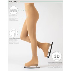 CALZITALY Women's Professional Overboot Tights, Roller Skating and Figure Skating, Beige, Black, Caramel, S, M, L, 70 Denier, Made in Italy, skin-coloured