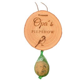 DwieDeko® Gift for the Best Grandpa, Funny Gifts for Men, Birthday Wooden for the Garden, Grandpa's Beep Show for Hanging, Fat Ball Holder for Wild Birds, Small, Men's Gifts