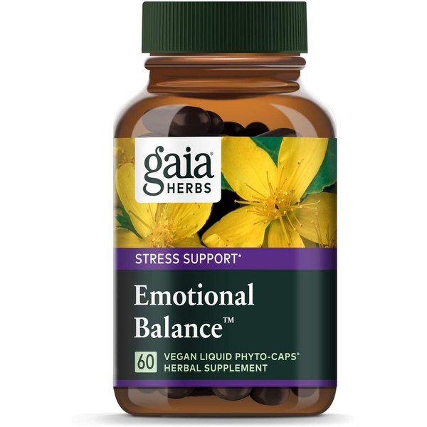 Gaia Herbs Emotional Balance Liquid Capsules, Plant-Based Mood Support Supplement, Promotes A Positive Mood with St. John’s Wort, Ginkgo Biloba, Gotu Kola & Rosemary, 60 Count