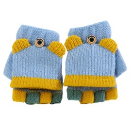 eipatu Kids' Knit Gloves, For Kids, Boys, Girls, Mitten Cover, Cut Out Fingers, Half Fingers, Cold Protection, For Babies, Babies, Winter, Warm, Playing in the Snow, Kindergarten or School Commutes,
