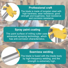 4 Pieces 4 Blade T Groove Milling Cutter for Router, Face Milling Cutter for Router Shaft, Shaft Floor Cleaning Milling Cutter Set, CNC Router Wood Cutter, Surface End Mill for Wood, Woodworking