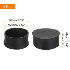 sourcing map 5Pcs Chair Leg Caps, Fit OD 63mm (2-1/2 Inch) Non-Marking PVC Chair Leg Tips Non-Slip Chair Leg Floor Protectors Round Table Covers End Caps for Furniture, Black
