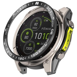 GIOPUEY Protective Ring Compatible with Garmin Fenix 8 Solar 51 mm, Bezel Ring Bezel Styling Bezel Protective Case, Protective Ring Made of Aluminium Alloy Metal - B-Black/White