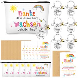 Otuuz 6 Sets Thank You Gifts for Teachers Thanks Cosmetic Bag Teacher Key Ring Foldable Greeting Card and Envelope Farewell Gifts for Educators Primary School Nursery, As Shown