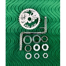 Lowrider 4 1/2" QUADRUPLE 1PIECE CHROME BICYCLE CRANK W/SMILE NOW/CRY LATER SPROCKET &B.B