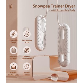 Snowpea Upgraded Electric Shoe Dryer, Ski Boots Dryer, Shoe & Boot Warmer to Dry Sweaty Shoes & Eliminate Bad Odor, 3/6/9 Hours Timed Auto Self Off (Standard UK Plug)