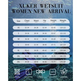 XUKER Wetsuit Women 3mm, Neoprene Wet Suits for Women in Cold Water Front Zip Full Body Long Sleeve Diving Suit for Snorkeling Surfing Swimming Kayaking Canoeing